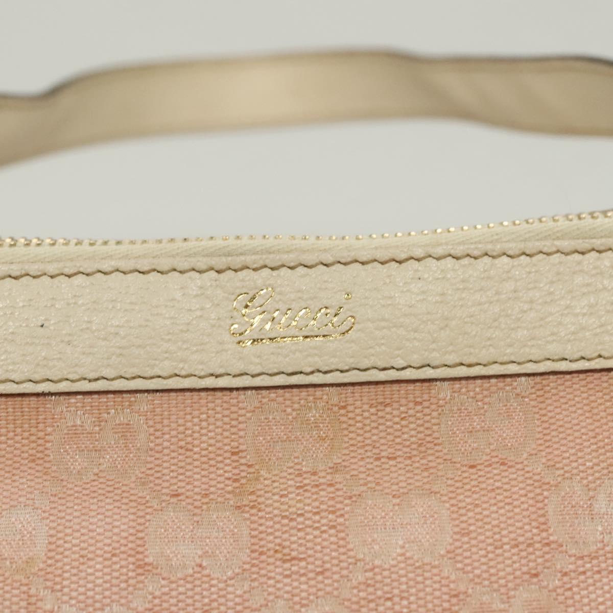 GUCCI GG Canvas Hand Bag Gold Pink 141470 Auth 127877