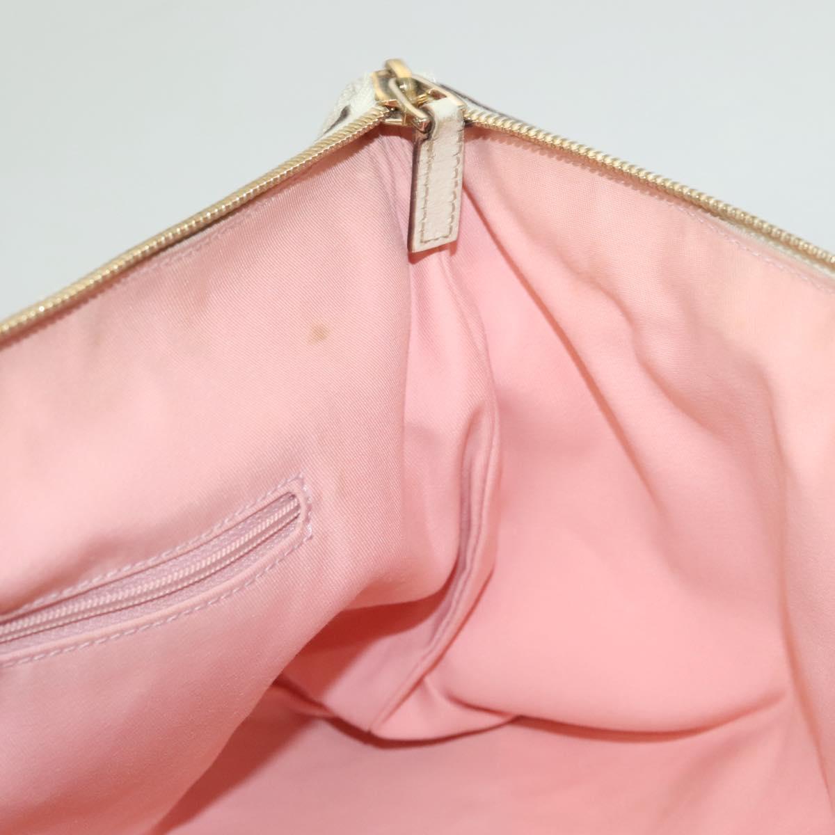 GUCCI GG Canvas Hand Bag Gold Pink 141470 Auth 127877