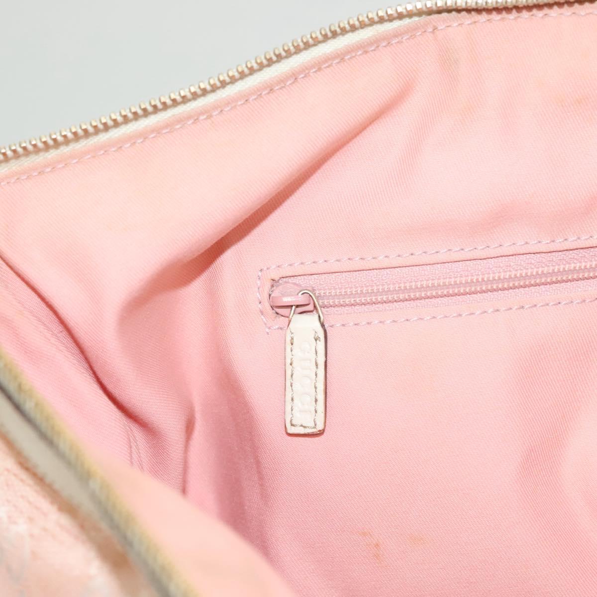 GUCCI GG Canvas Hand Bag Gold Pink 141470 Auth 127877