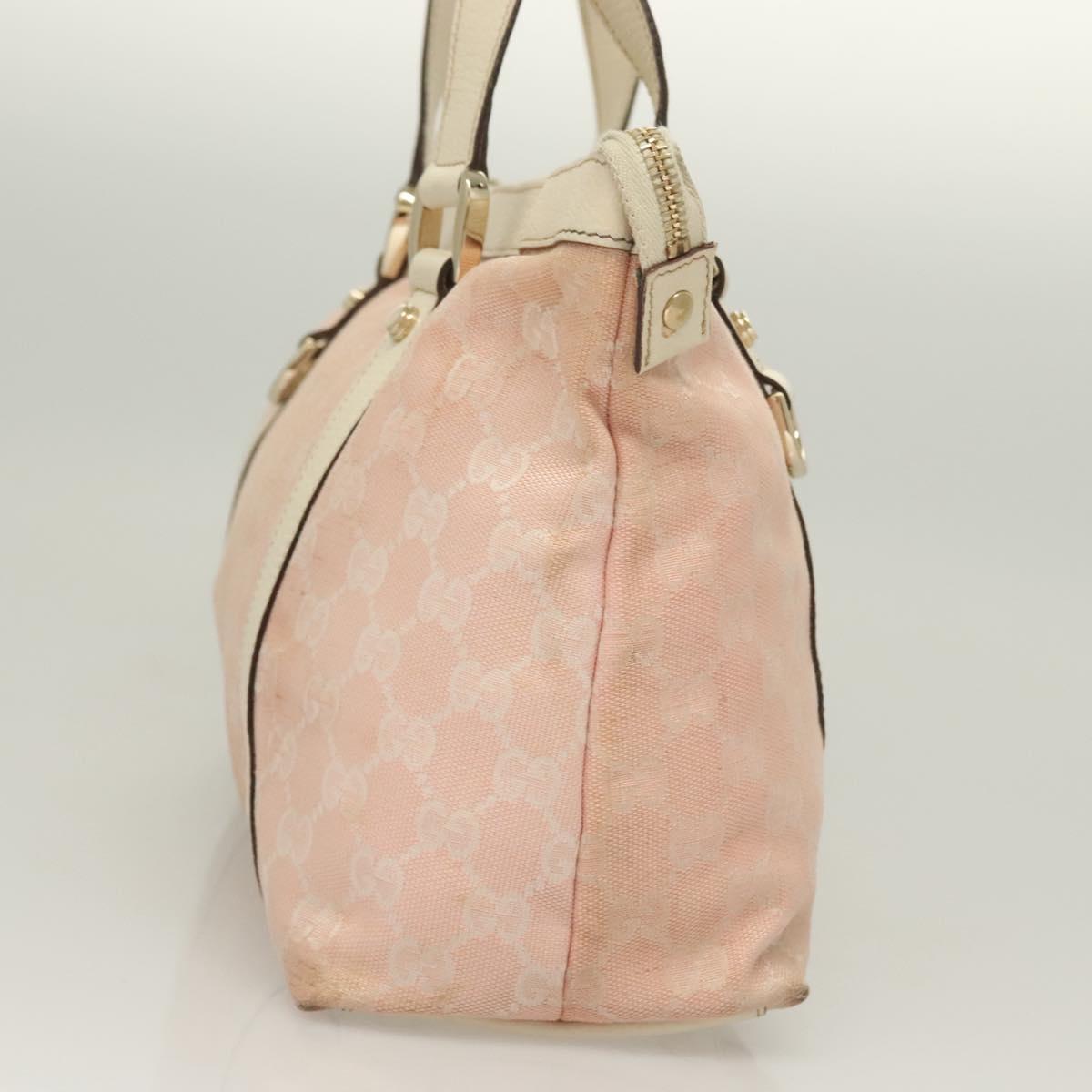 GUCCI GG Canvas Hand Bag Gold Pink 141470 Auth 127877