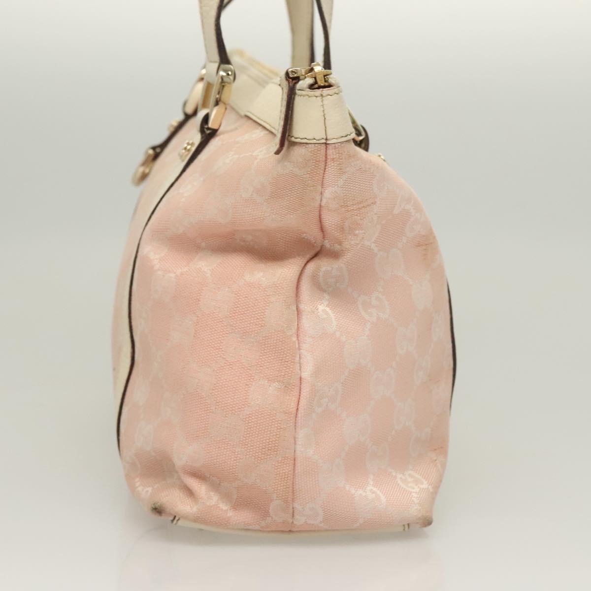 GUCCI GG Canvas Hand Bag Gold Pink 141470 Auth 127877