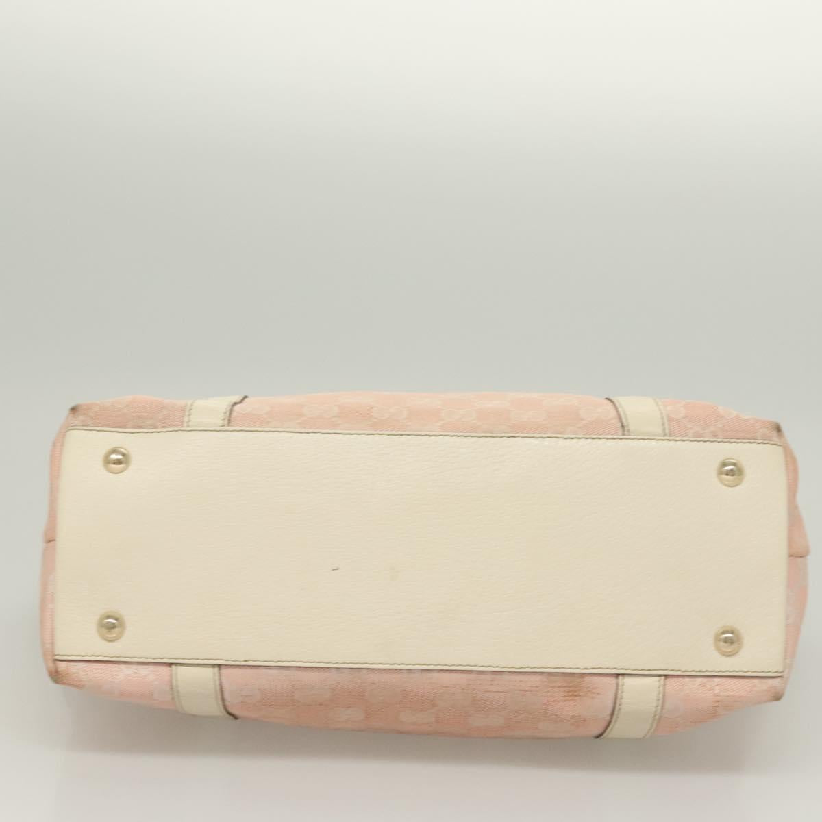 GUCCI GG Canvas Hand Bag Gold Pink 141470 Auth 127877