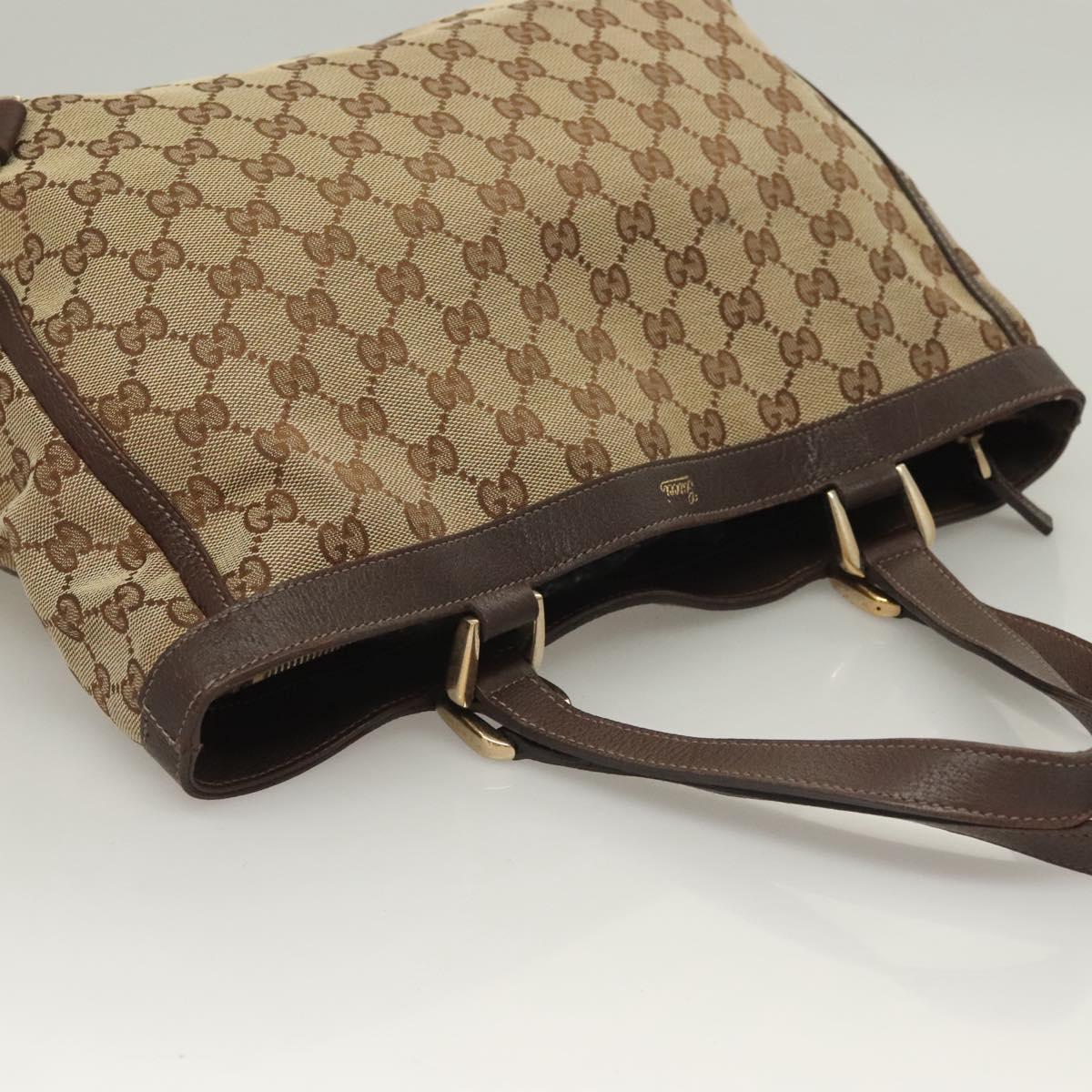GUCCI GG Canvas Hand Bag Gold Beige 170004 Auth 127879
