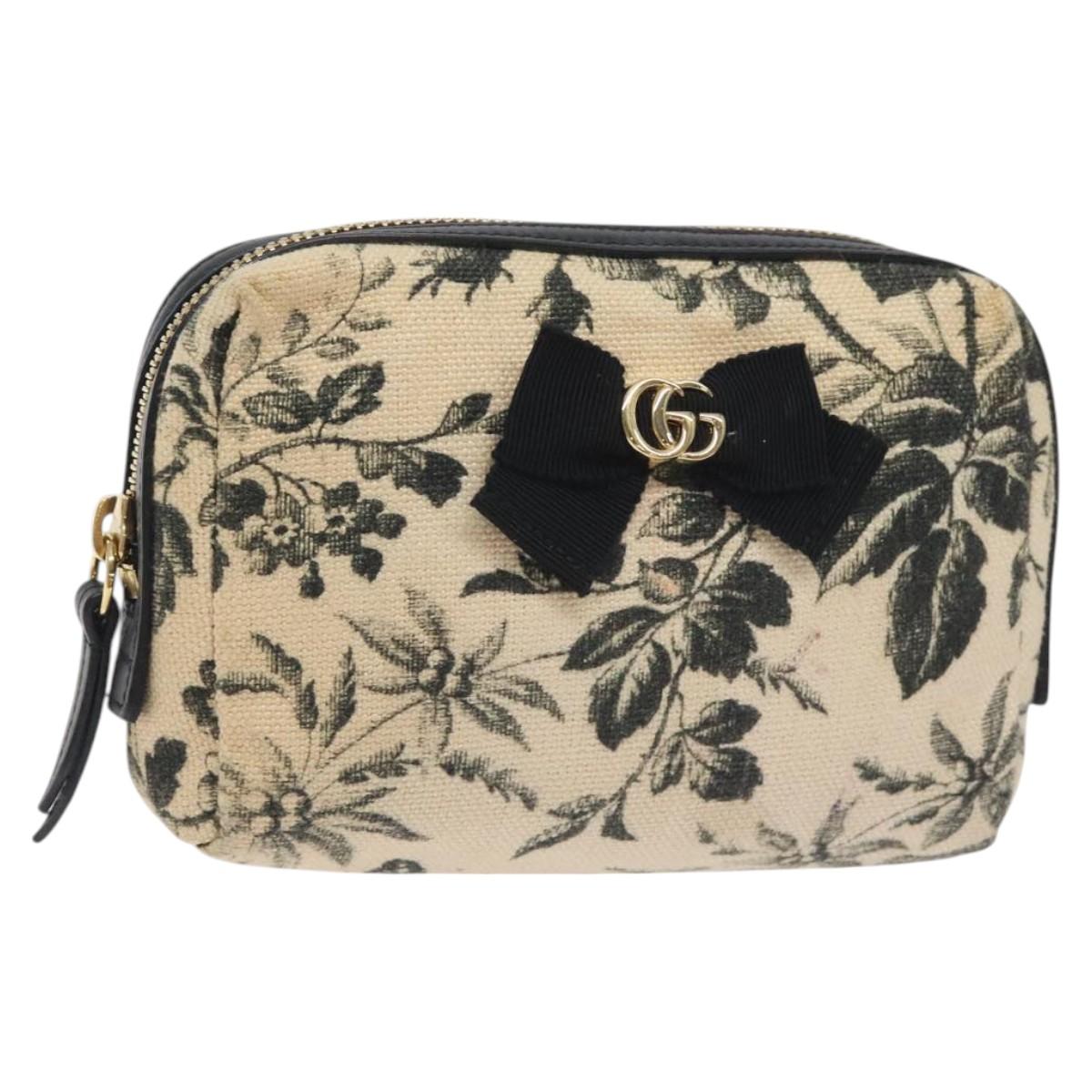 GUCCI Pouch Canvas Beige Gold 442690 Auth 127880