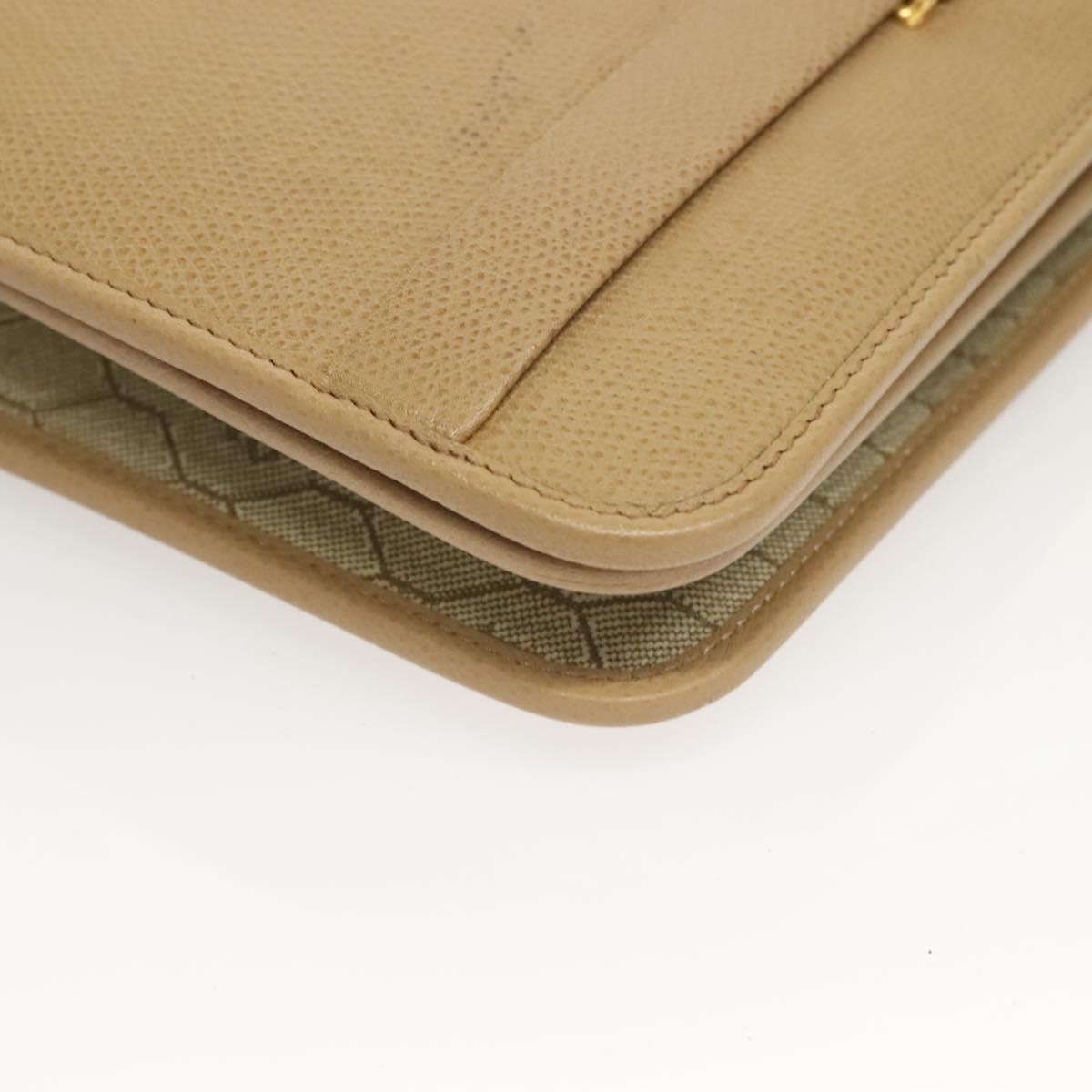 Christian Dior Shoulder Bag Leather Beige Gold Auth 127889