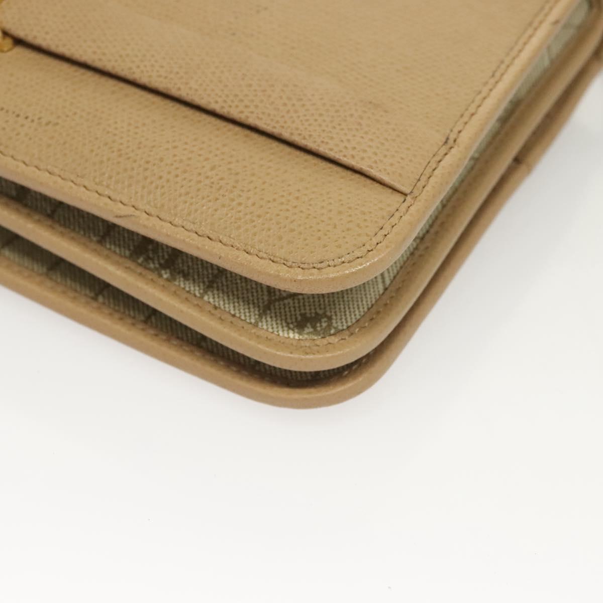Christian Dior Shoulder Bag Leather Beige Gold Auth 127889