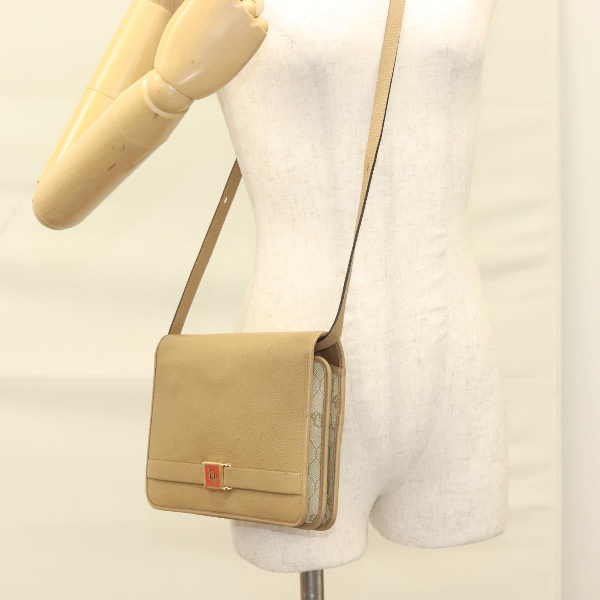 Christian Dior Shoulder Bag Leather Beige Gold Auth 127889