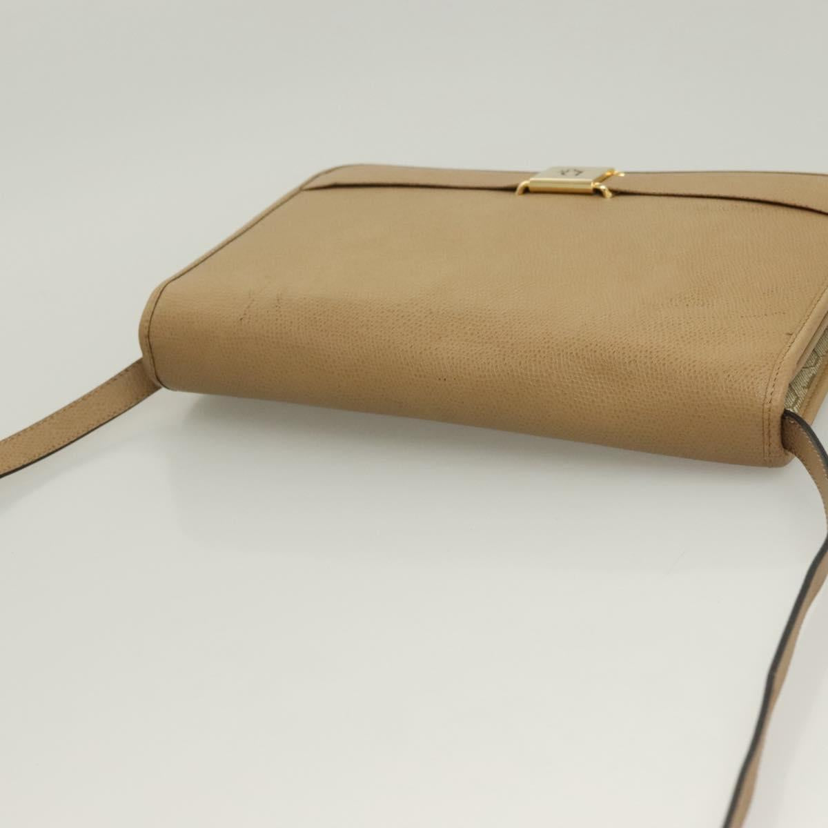 Christian Dior Shoulder Bag Leather Beige Gold Auth 127889