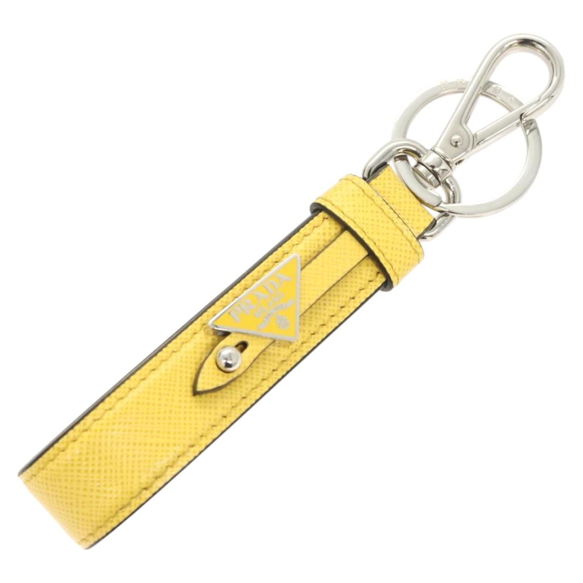 PRADA Key Holder Leather Yellow Auth 127891M