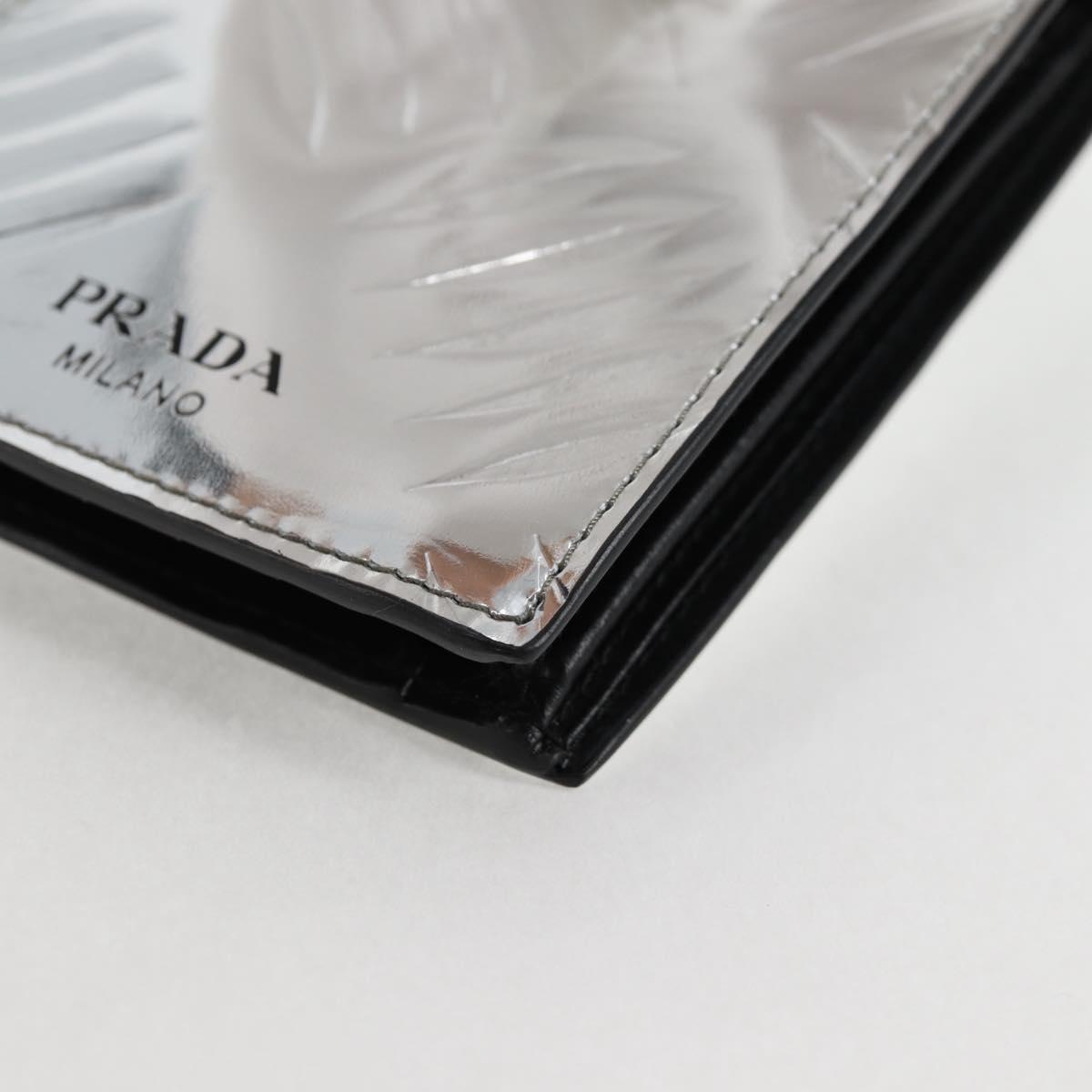 PRADA Wallet Patent leather Silver Auth 127893M