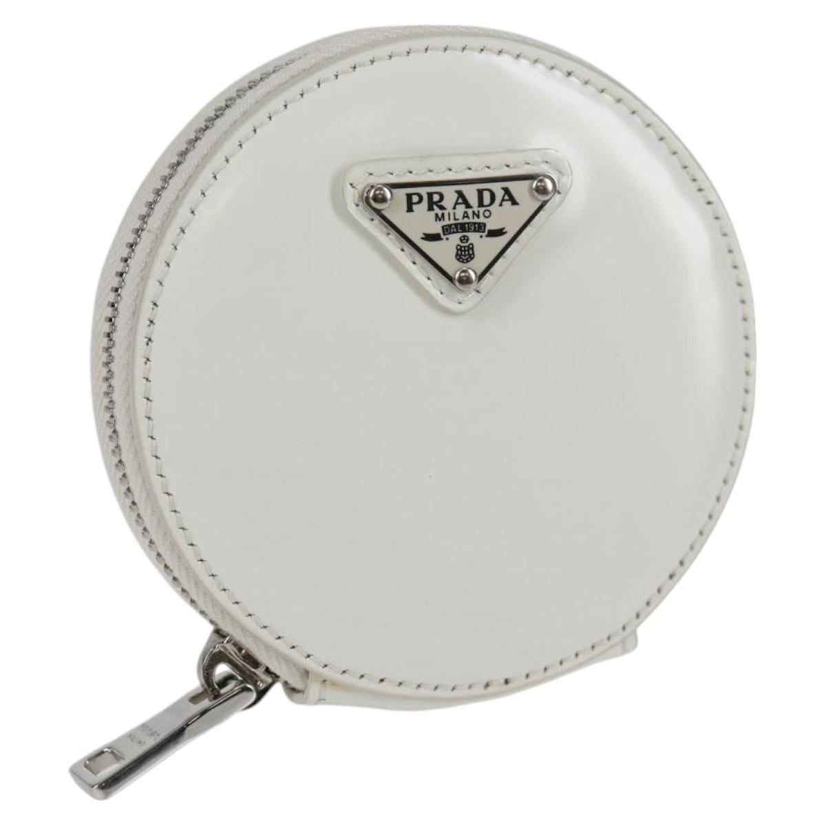 PRADA Coin Purse Patent leather White Auth 127894V
