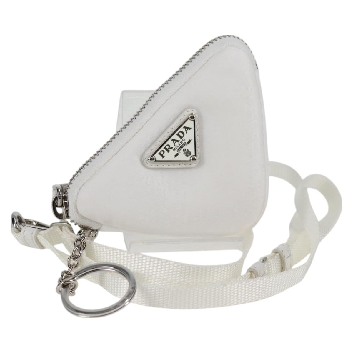 PRADA Shoulder Bag Nylon White Silver Auth 127895V