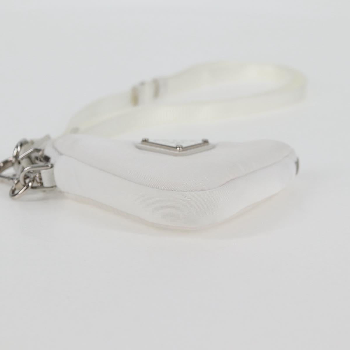 PRADA Shoulder Bag Nylon White Silver Auth 127895V
