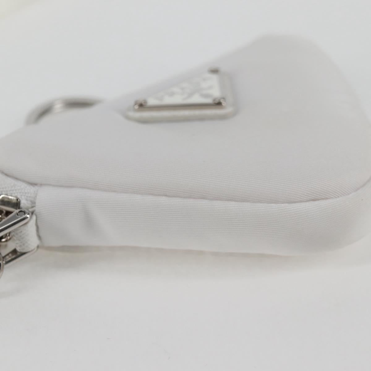 PRADA Shoulder Bag Nylon White Silver Auth 127895V