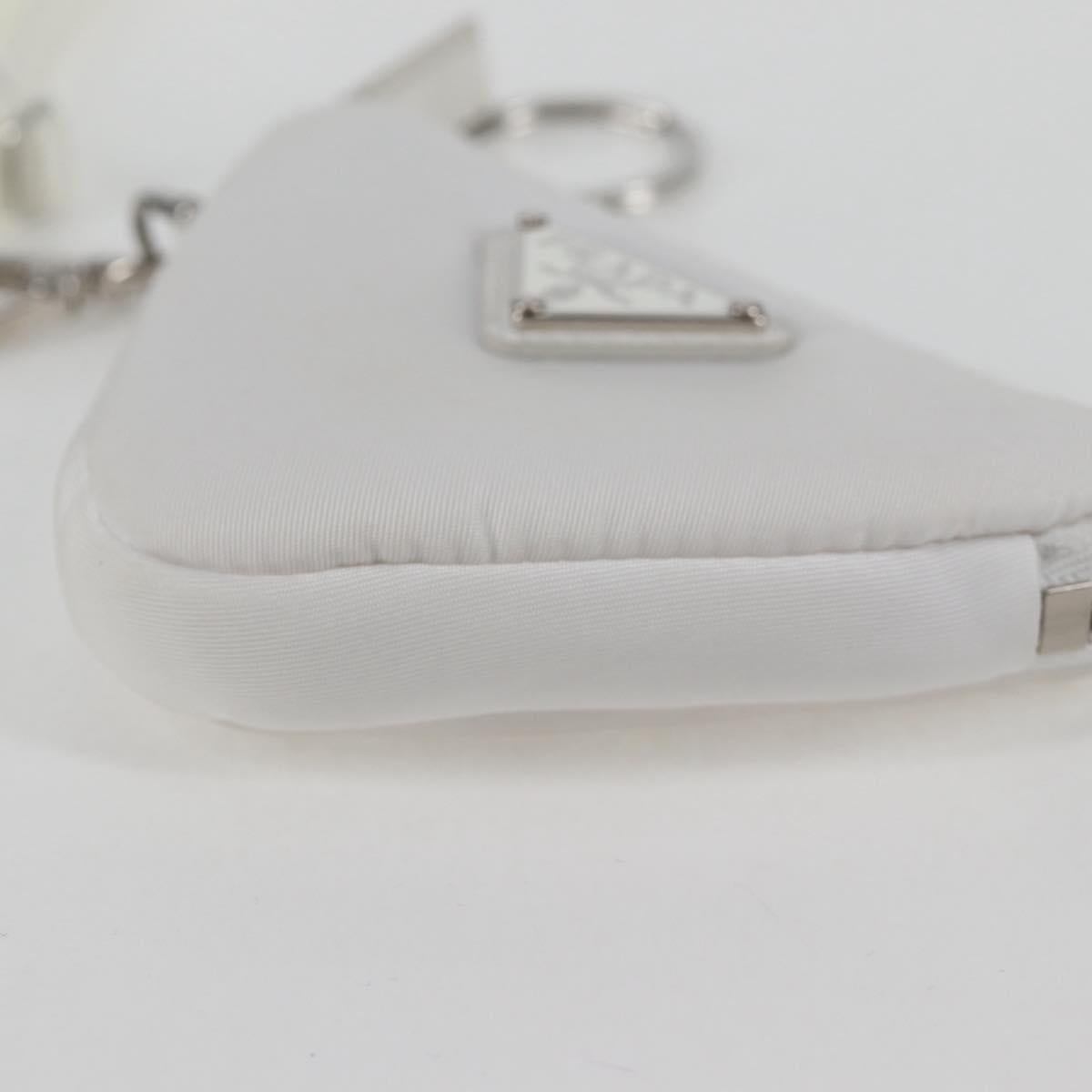 PRADA Shoulder Bag Nylon White Silver Auth 127895V