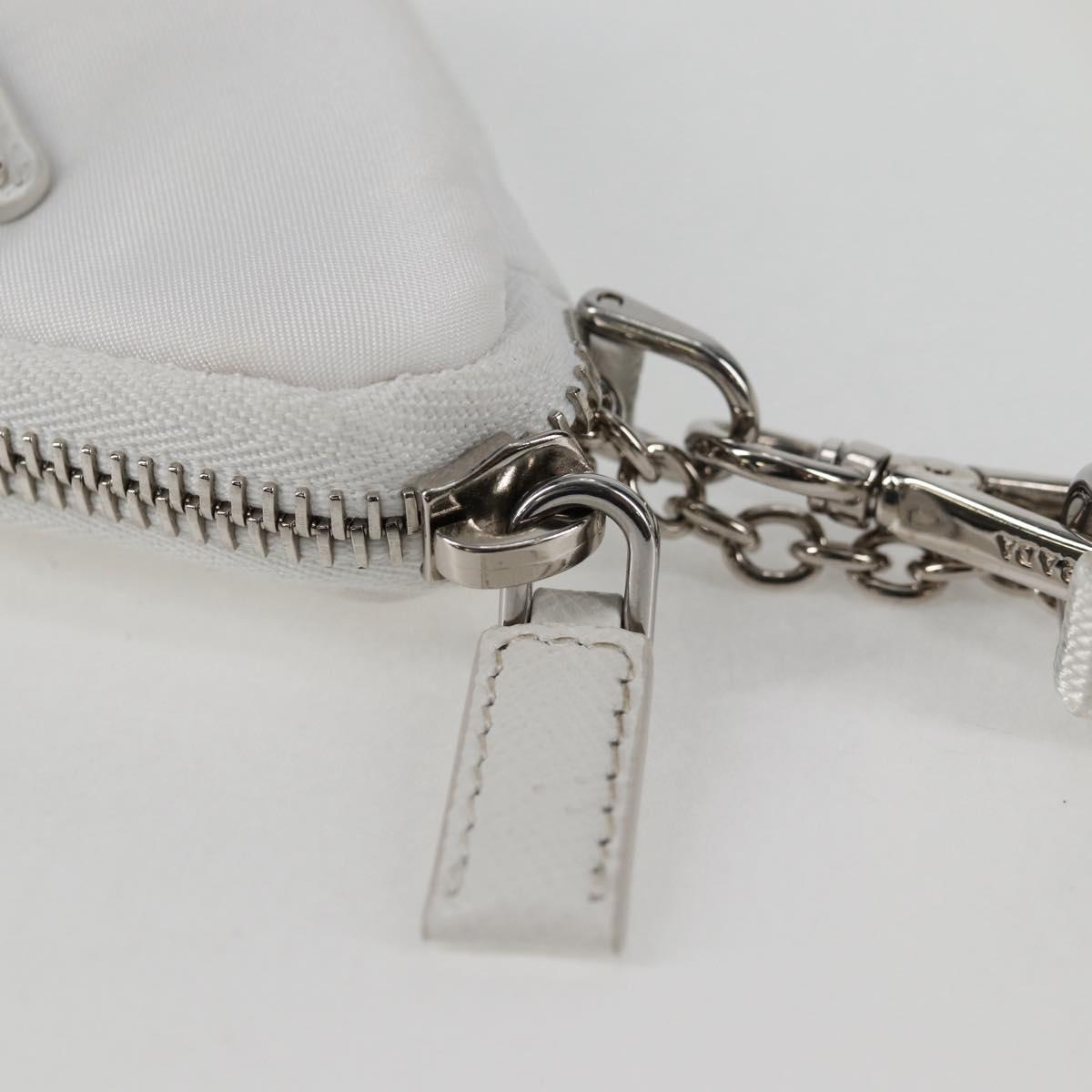 PRADA Shoulder Bag Nylon White Silver Auth 127895V