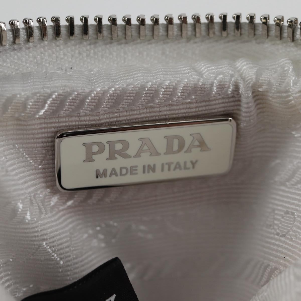 PRADA Shoulder Bag Nylon White Silver Auth 127895V