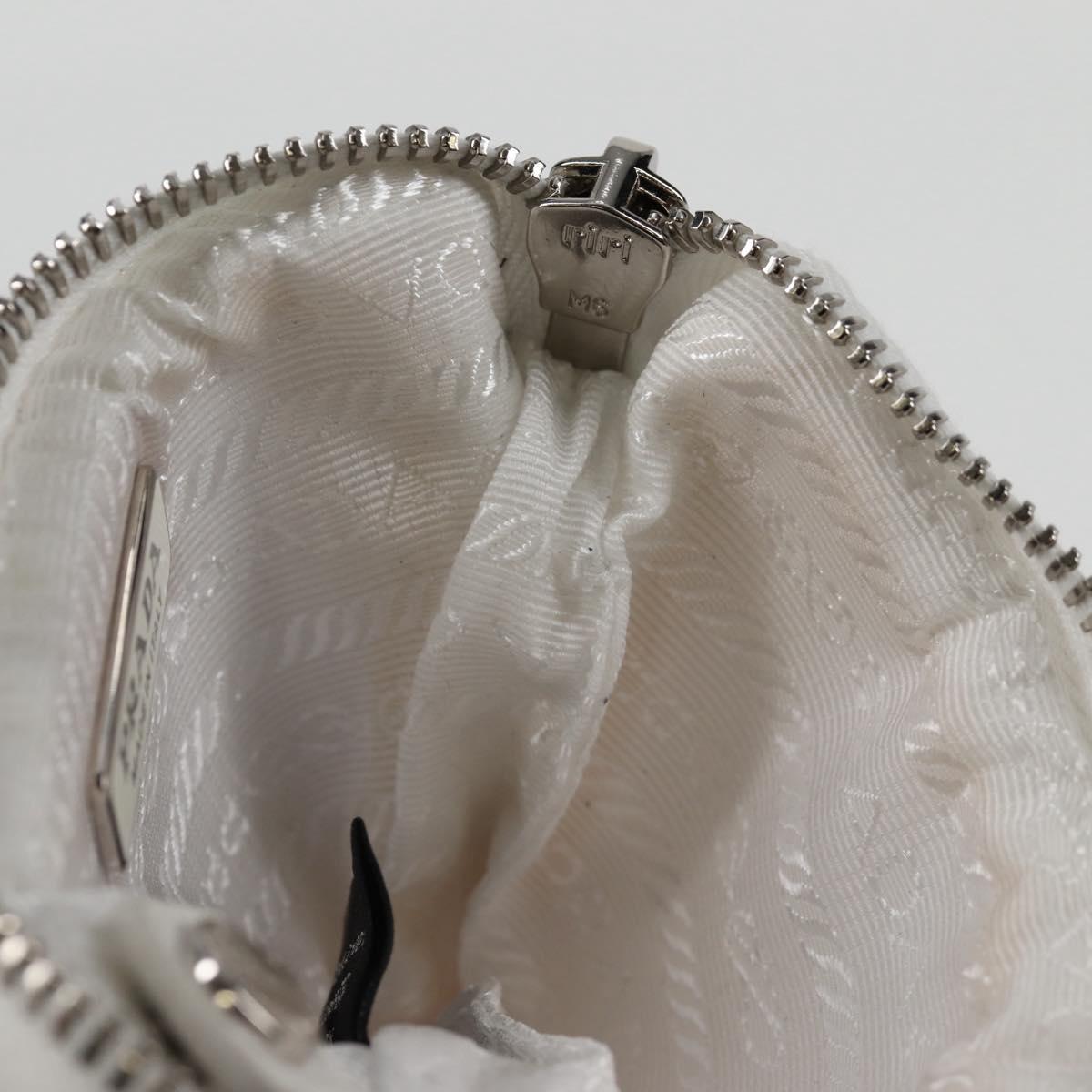 PRADA Shoulder Bag Nylon White Silver Auth 127895V