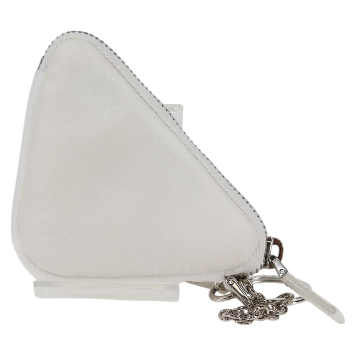 PRADA Shoulder Bag Nylon White Silver Auth 127895V