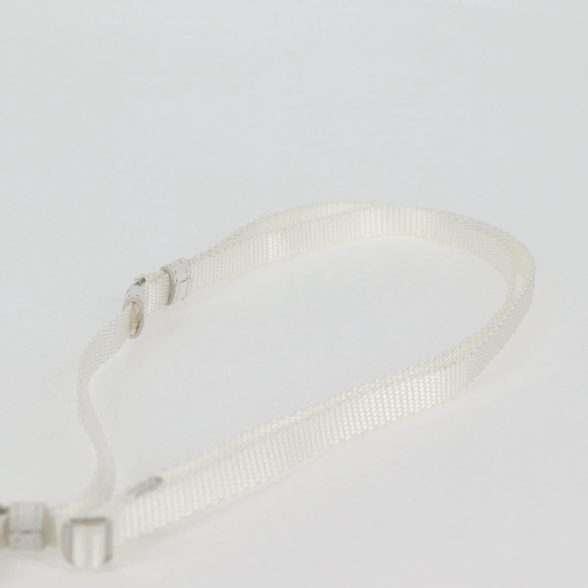 PRADA Shoulder Bag Nylon White Silver Auth 127895V