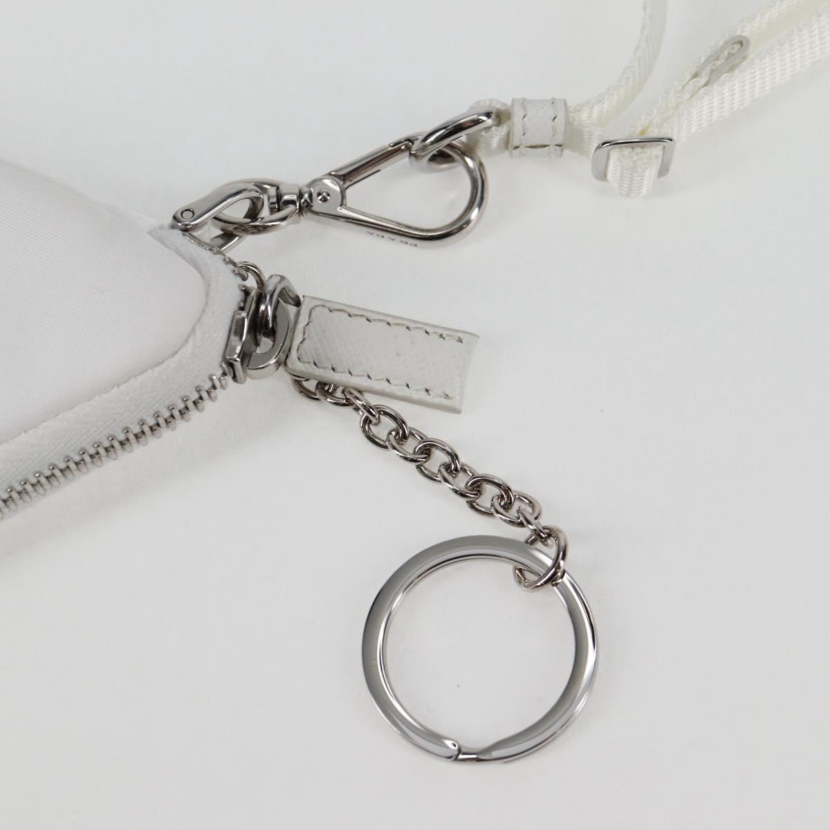 PRADA Shoulder Bag Nylon White Silver Auth 127895V