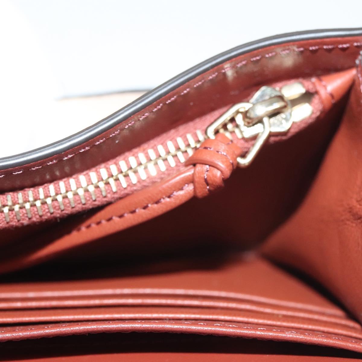 Chloe Wallet Leather Brown Gold Auth 127898V