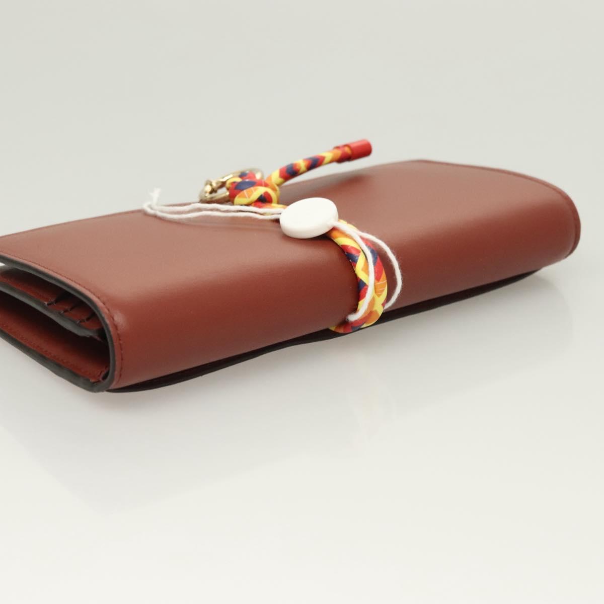Chloe Wallet Leather Brown Gold Auth 127898V