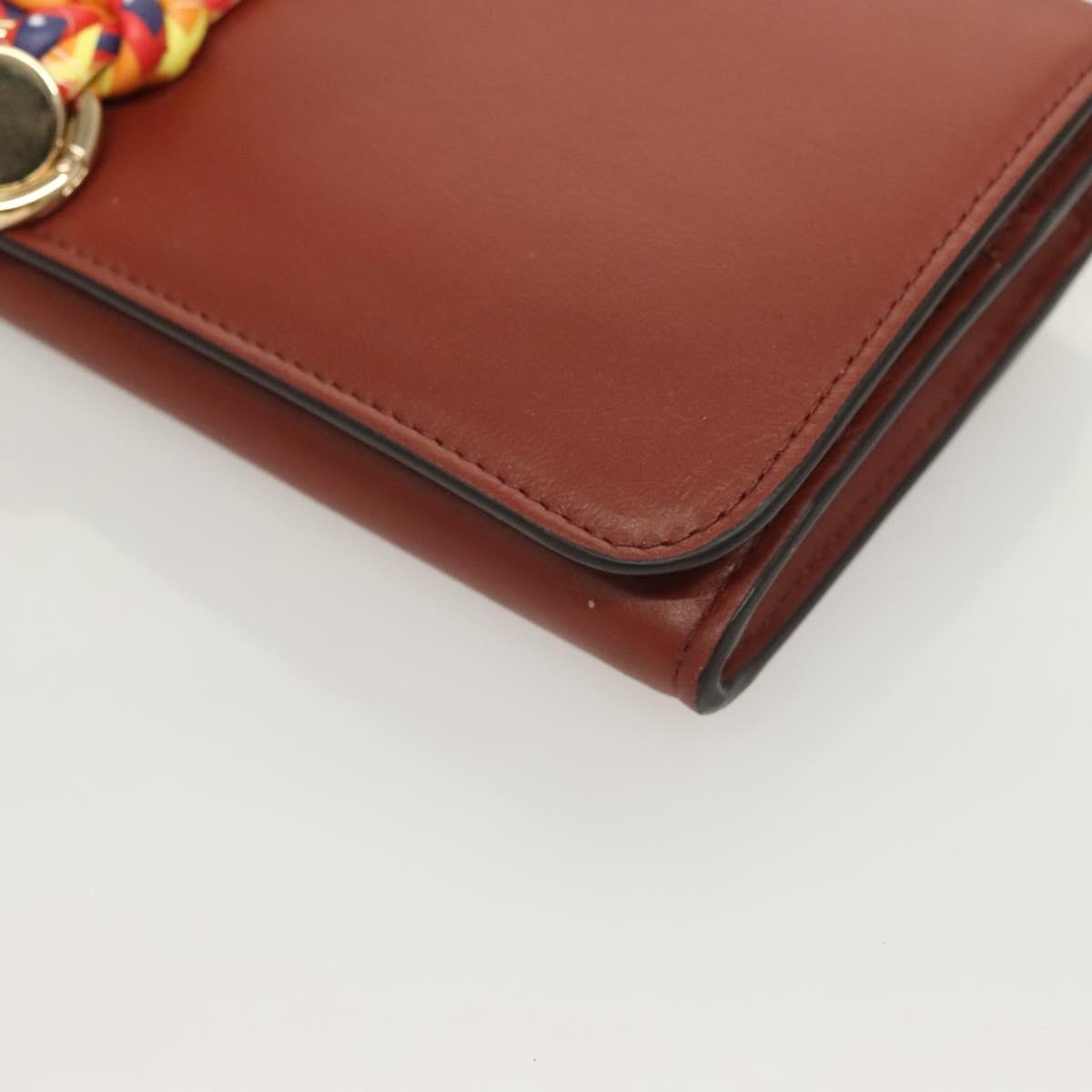 Chloe Wallet Leather Brown Gold Auth 127898V