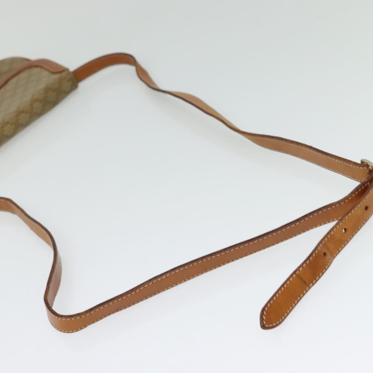CELINE Macadam Canvas Shoulder Bag Beige Gold Auth 127903