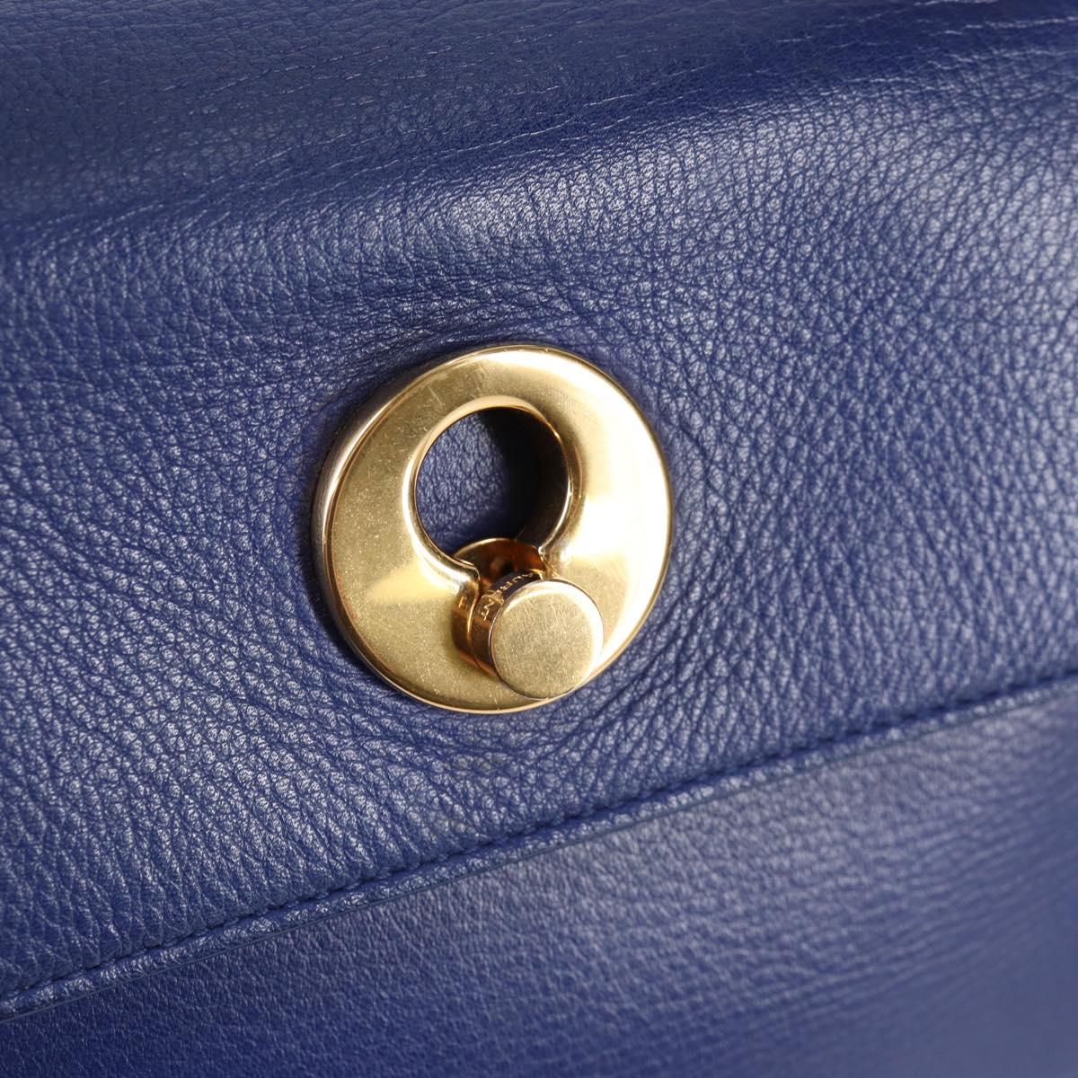 SAINT LAURENT Shoulder Bag Leather 2way Blue Gold 313456 Auth 127908V