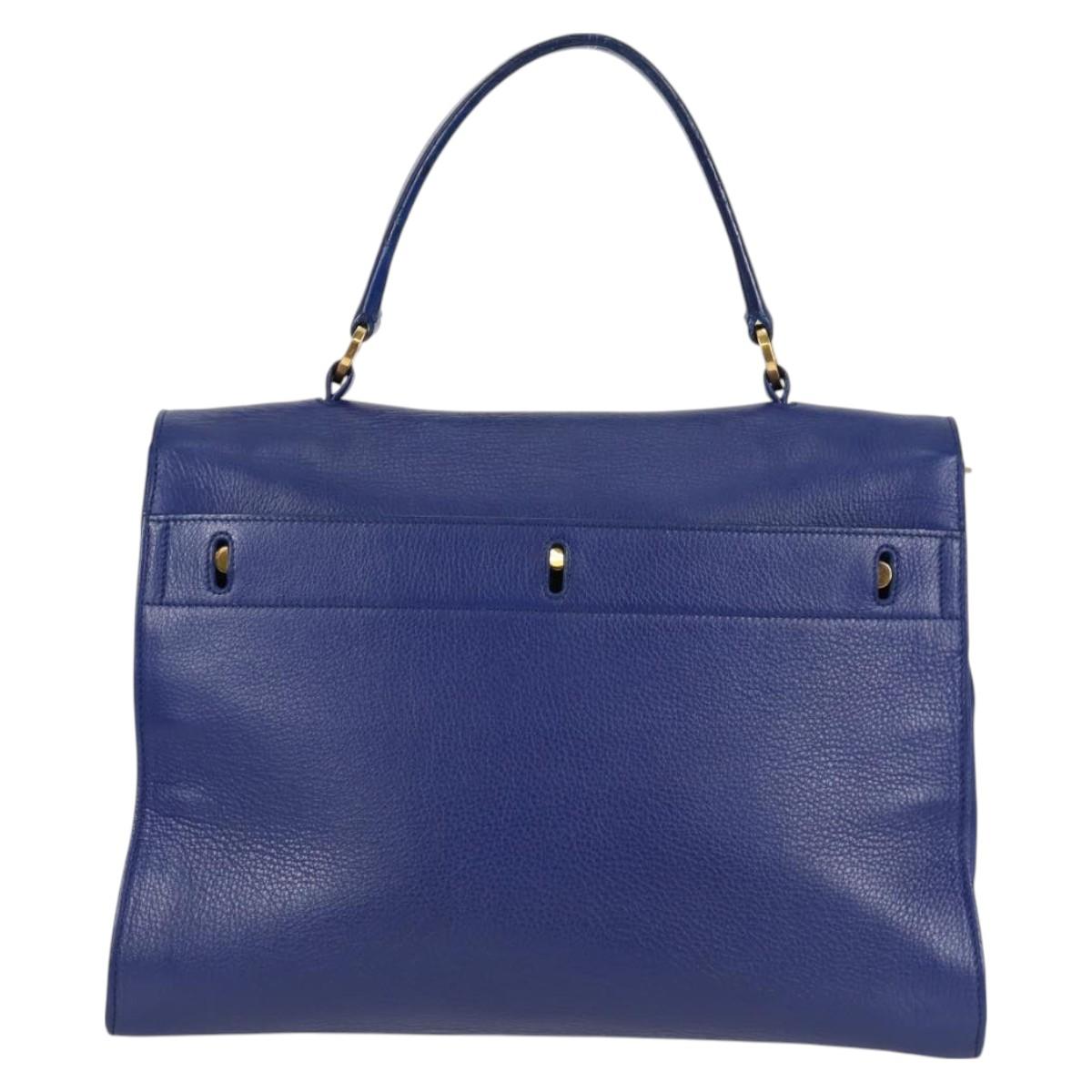 SAINT LAURENT Shoulder Bag Leather 2way Blue Gold 313456 Auth 127908V