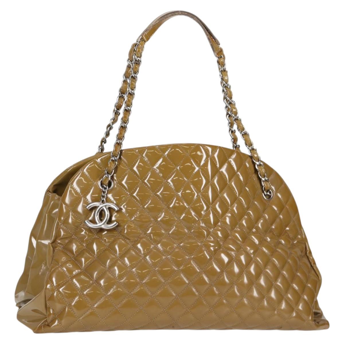 CHANEL Mademoiselle Bowling Chain Shoulder Bag Enamel Khaki CC Auth 127911V