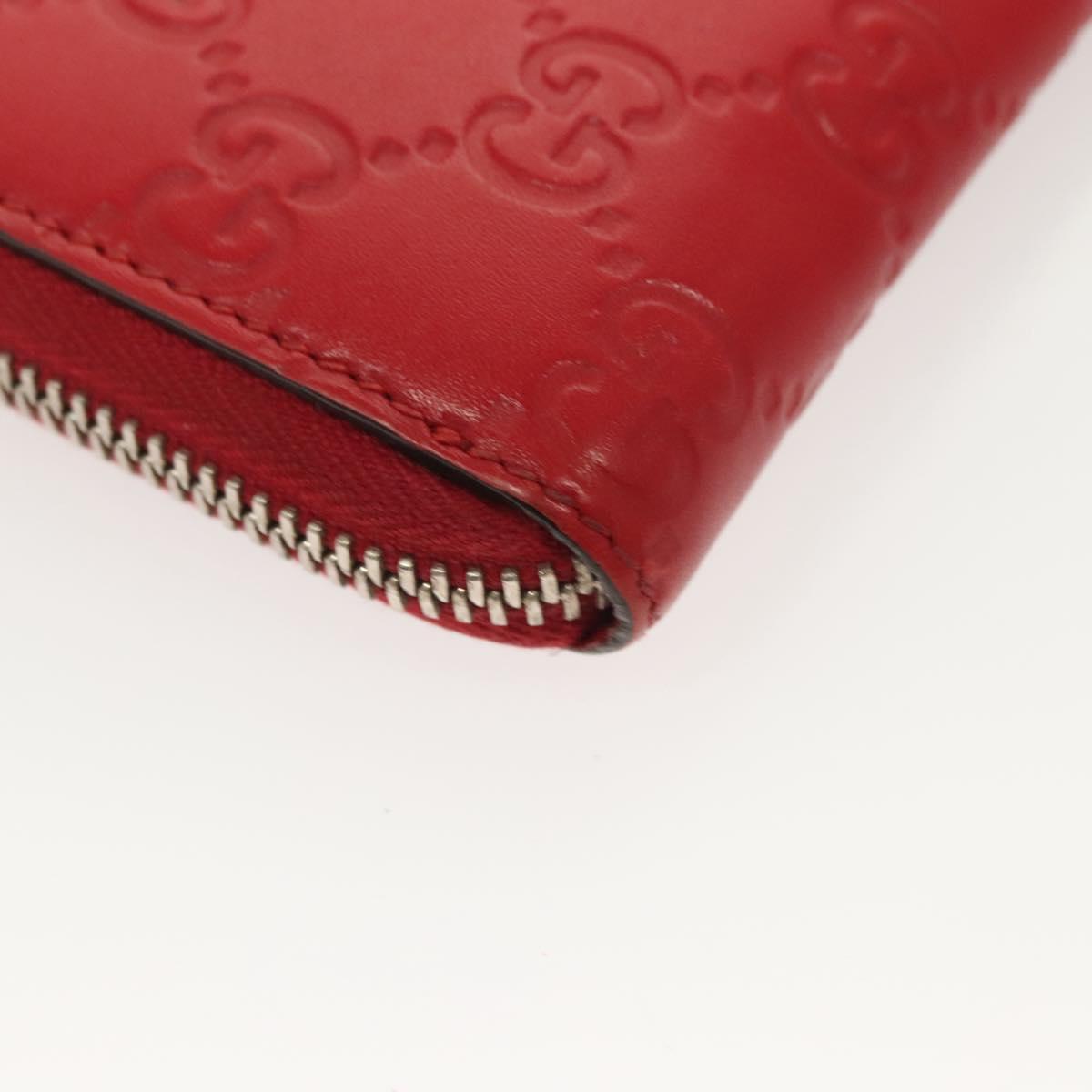 GUCCI GG Canvas Guccissima Coin Purse Leather Red 255452 Auth 127950V