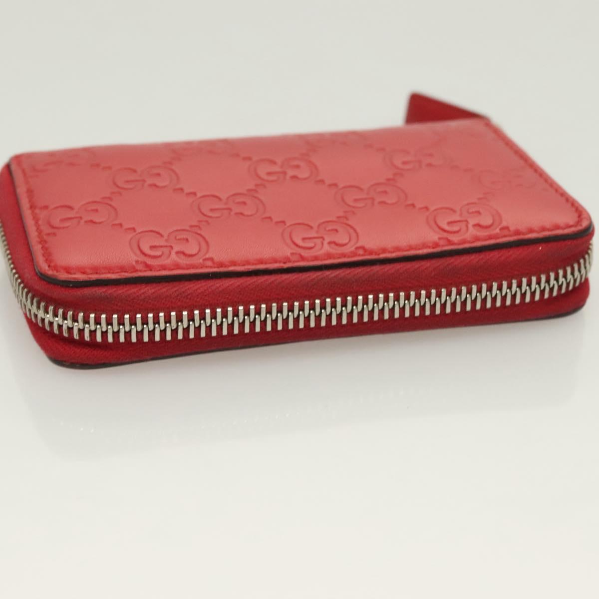GUCCI GG Canvas Guccissima Coin Purse Leather Red 255452 Auth 127950V