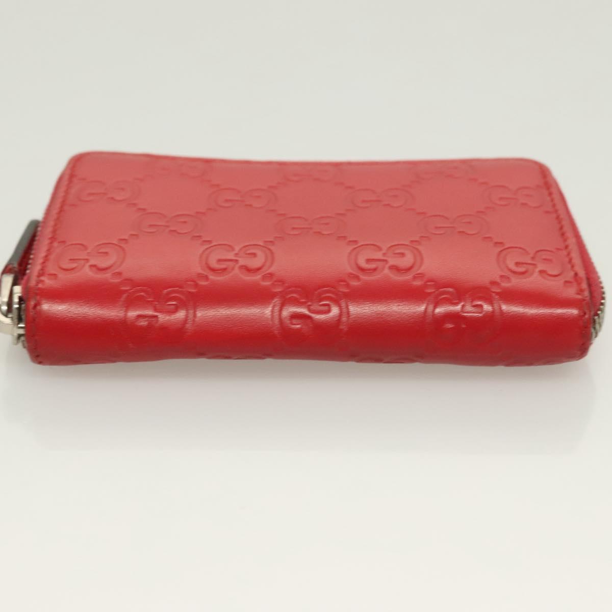 GUCCI GG Canvas Guccissima Coin Purse Leather Red 255452 Auth 127950V