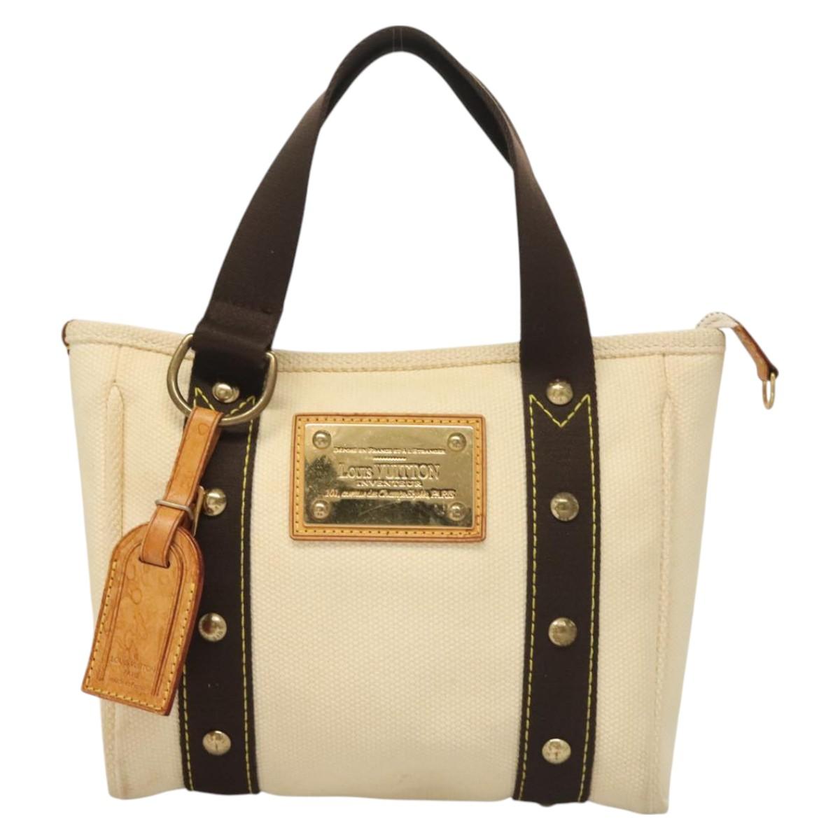 LOUIS VUITTON Antigua Cabas PM Hand Bag Ivory Brown M40039 LV Auth 127959