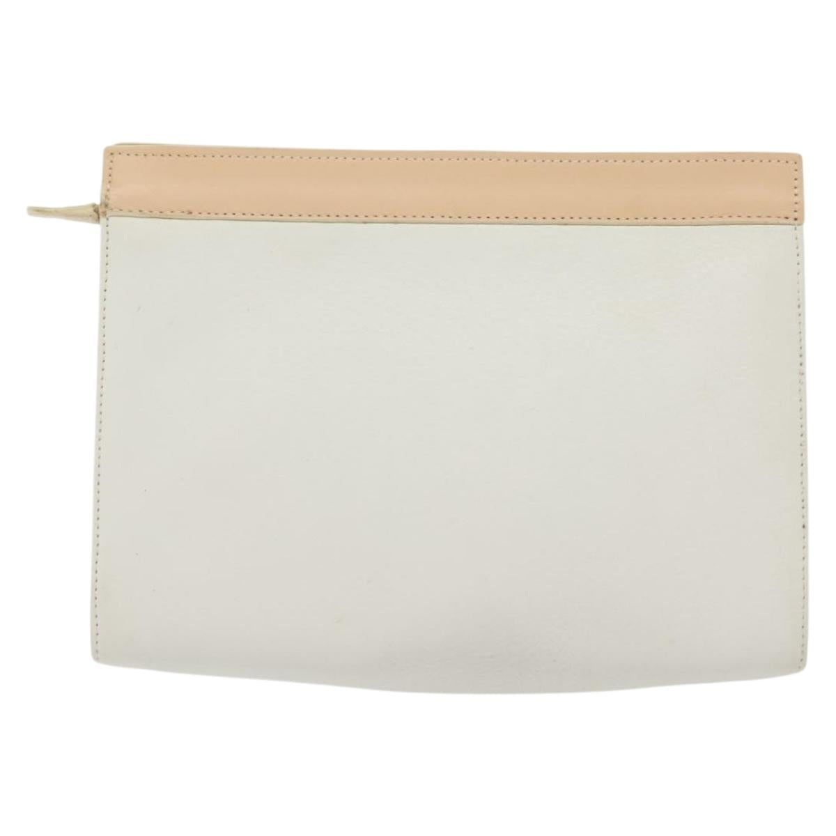 LOEWE Pouch Leather White Auth 127975