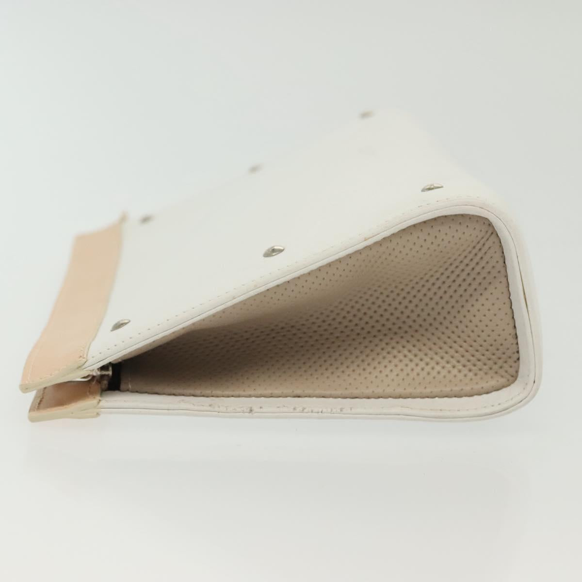 LOEWE Pouch Leather White Auth 127975