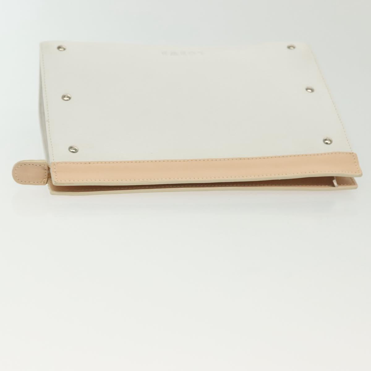 LOEWE Pouch Leather White Auth 127975