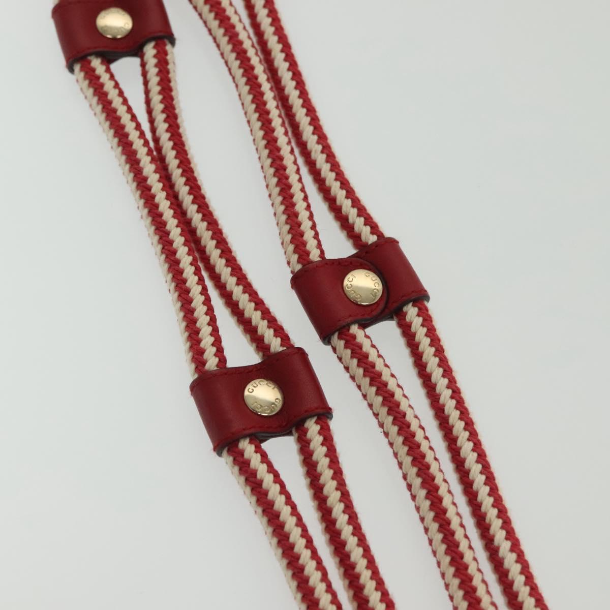GUCCI Rope Belt White Red Auth 127982