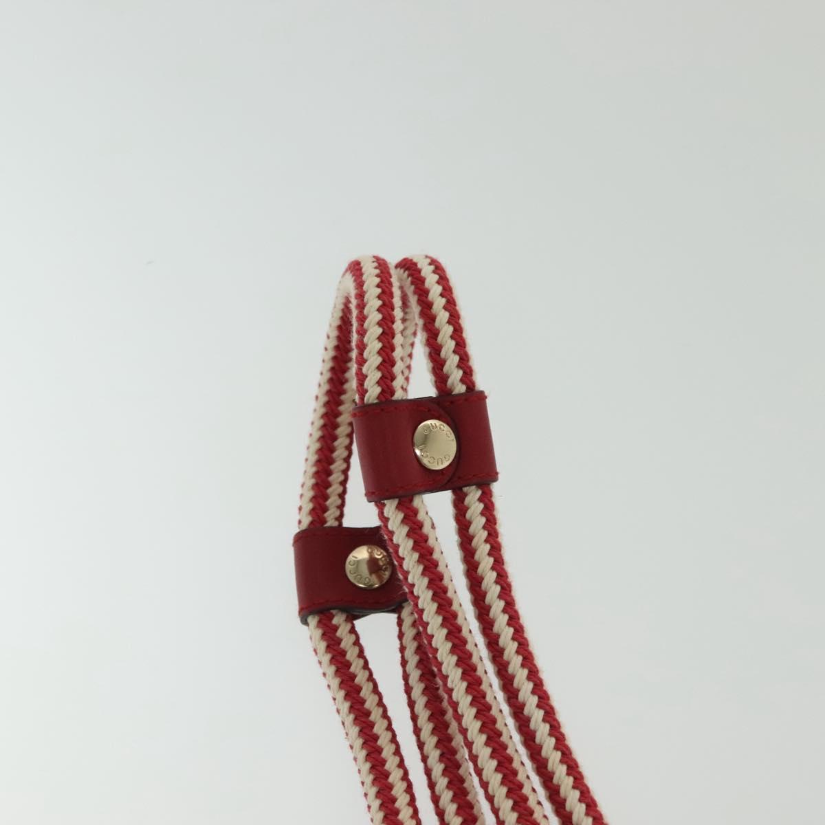 GUCCI Rope Belt White Red Auth 127982