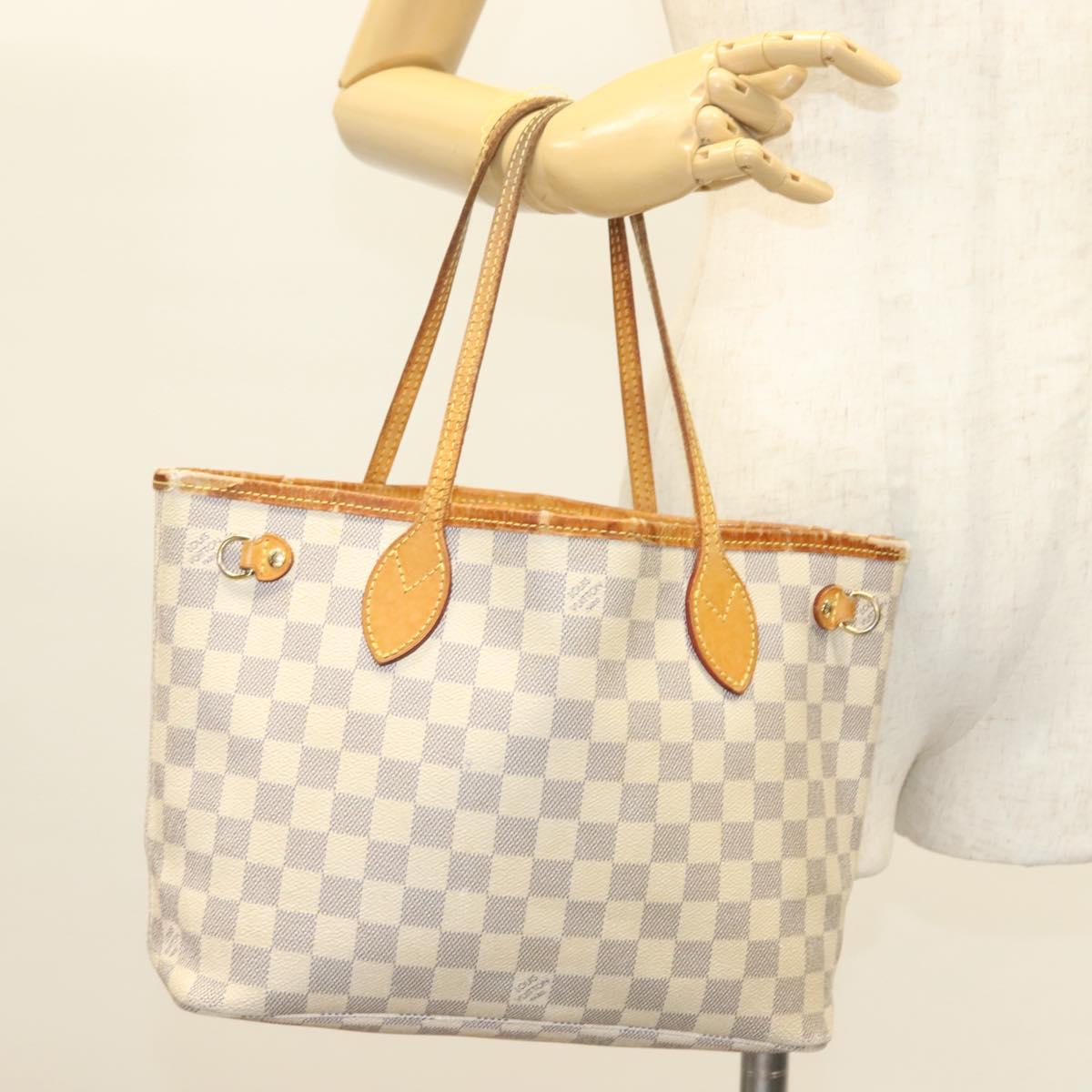 LOUIS VUITTON Damier Azur Neverfull PM Tote Bag N41362 LV Auth 128010