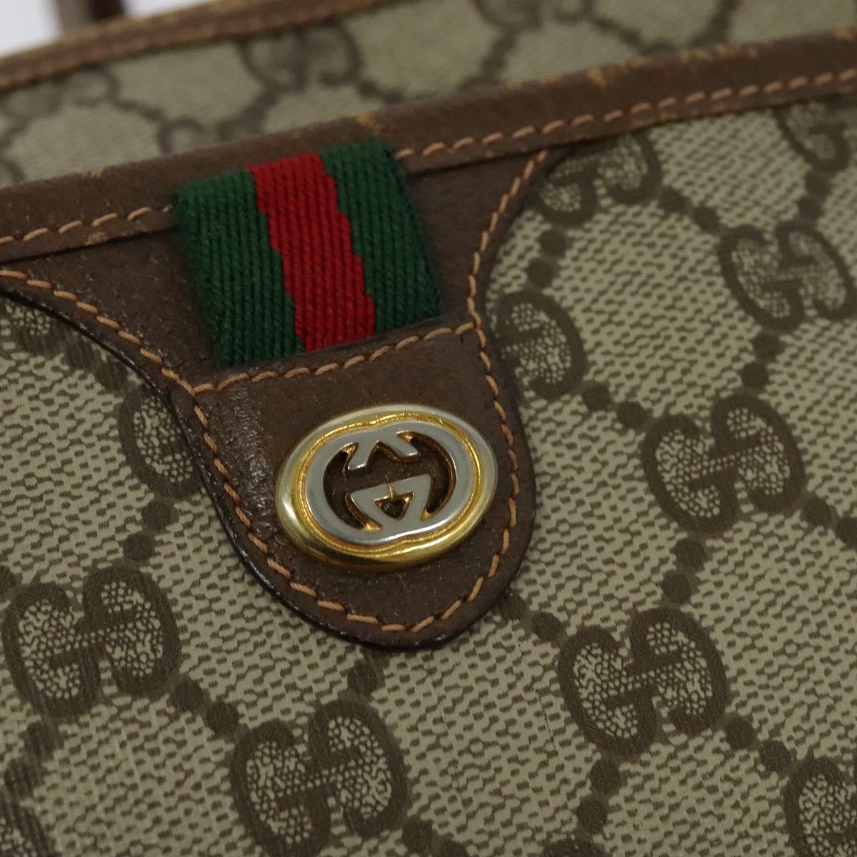 GUCCI GG Supreme Web Sherry Line Bag PVC Beige Gold 89 02 077 Auth 128012