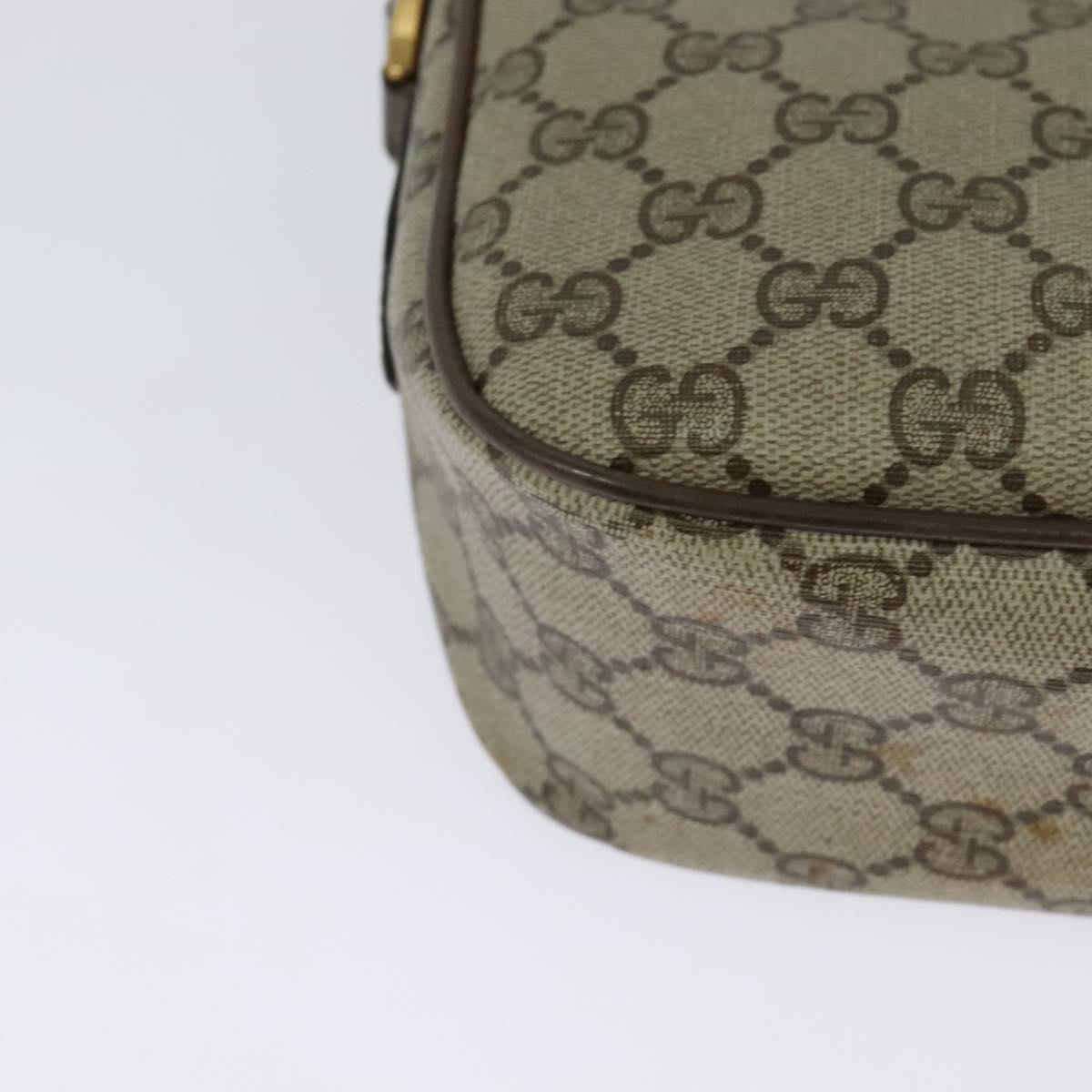 GUCCI GG Supreme Web Sherry Line Bag PVC Beige Gold Auth 128013
