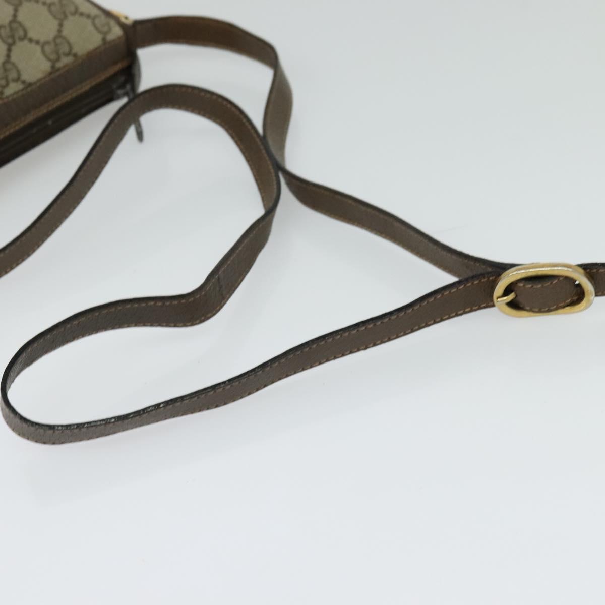 GUCCI GG Supreme Web Sherry Line Bag PVC Beige Gold Auth 128013