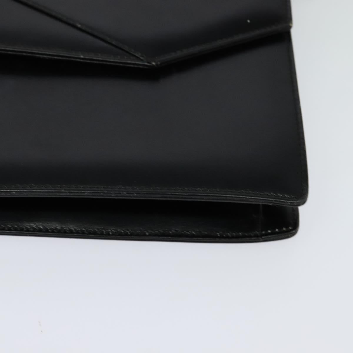 GUCCI Shoulder Bag Leather Black Gold Auth 128014