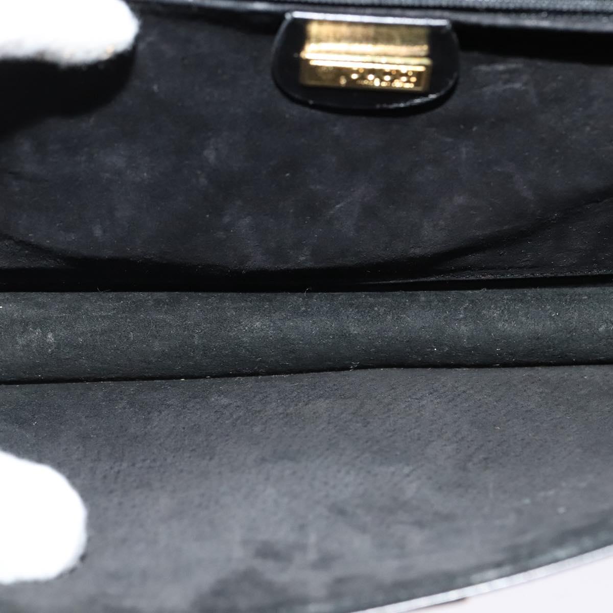 GUCCI Shoulder Bag Leather Black Gold Auth 128014