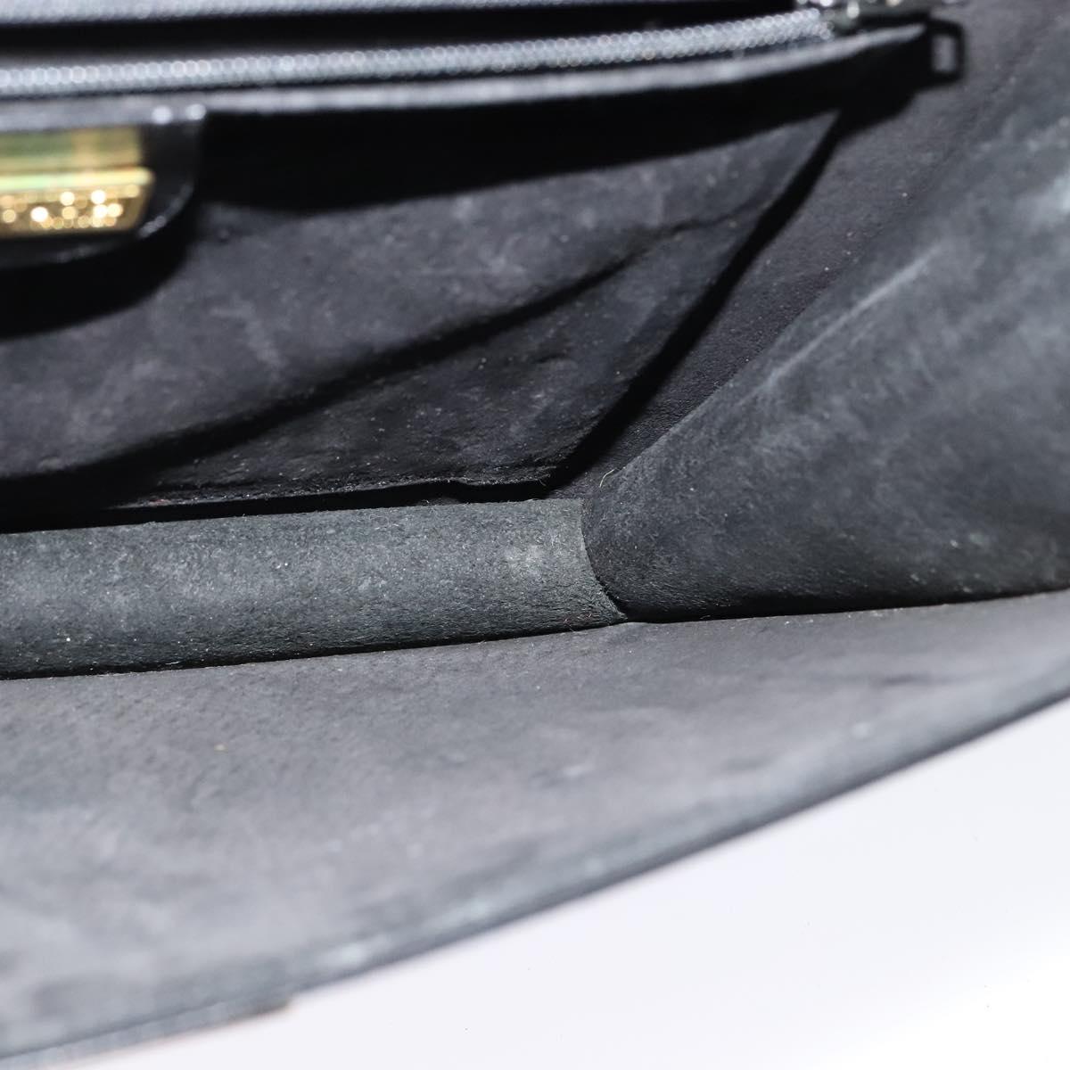 GUCCI Shoulder Bag Leather Black Gold Auth 128014
