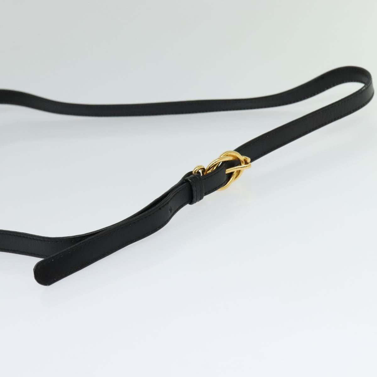 GUCCI Shoulder Bag Leather Black Gold Auth 128014