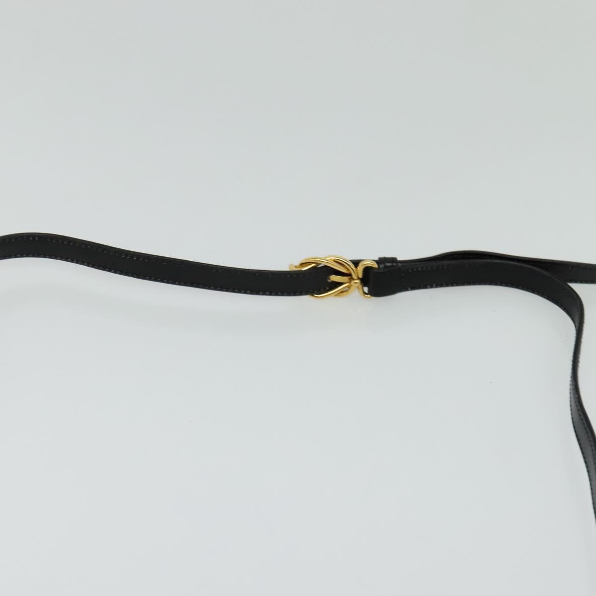 GUCCI Shoulder Bag Leather Black Gold Auth 128014